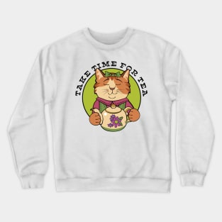 Take Time for Tea Cat Crewneck Sweatshirt